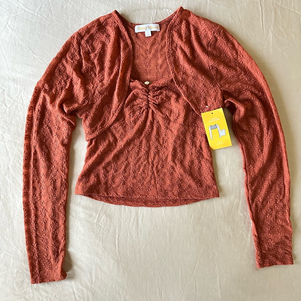 Sugar Moon Rust 2 Piece Top Set, Size L —NWT - Picture 1 of 12